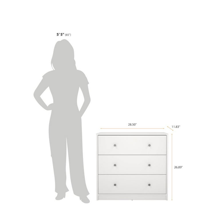 Tvilum Studio 3 Drawer Dresser for Adults, White - Walmart.com