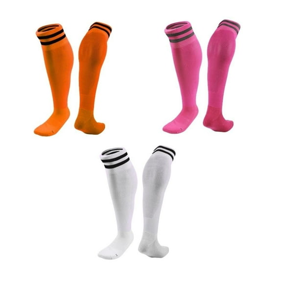 Lian LifeStyle 3 Pairs Knee High Sports Socks for Soccer, Softball, Baseball, Soccer, and Many Other Sports XL002 Size XXS Orange,Rose,White
