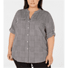 Calvin Klein Women's Printed Utility Shirt Black Size 0X