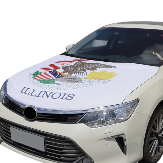 Cubierta de capó de automóvil Unique Bargains 63x47" Patrón de bandera de Illinois 1 Pc