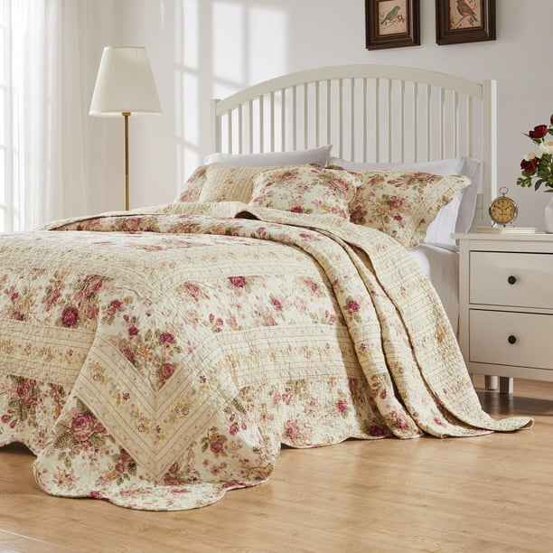 Greenland Home Fashions Antique Rose 100% Cotton Reversible Bedspread ...