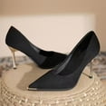 thumbnail image 5 of Viluyesy Women's Stiletto Heels Suede Pointed Toe Slip On Dress Pumps Elegant Comfortable Formal Work Party Shoes Black Size 6.5, 5 of 9