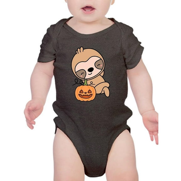 Cute Baby Sloth W Pumpkin. Bodysuit Infant -Image by Shutterstock,  Newborn