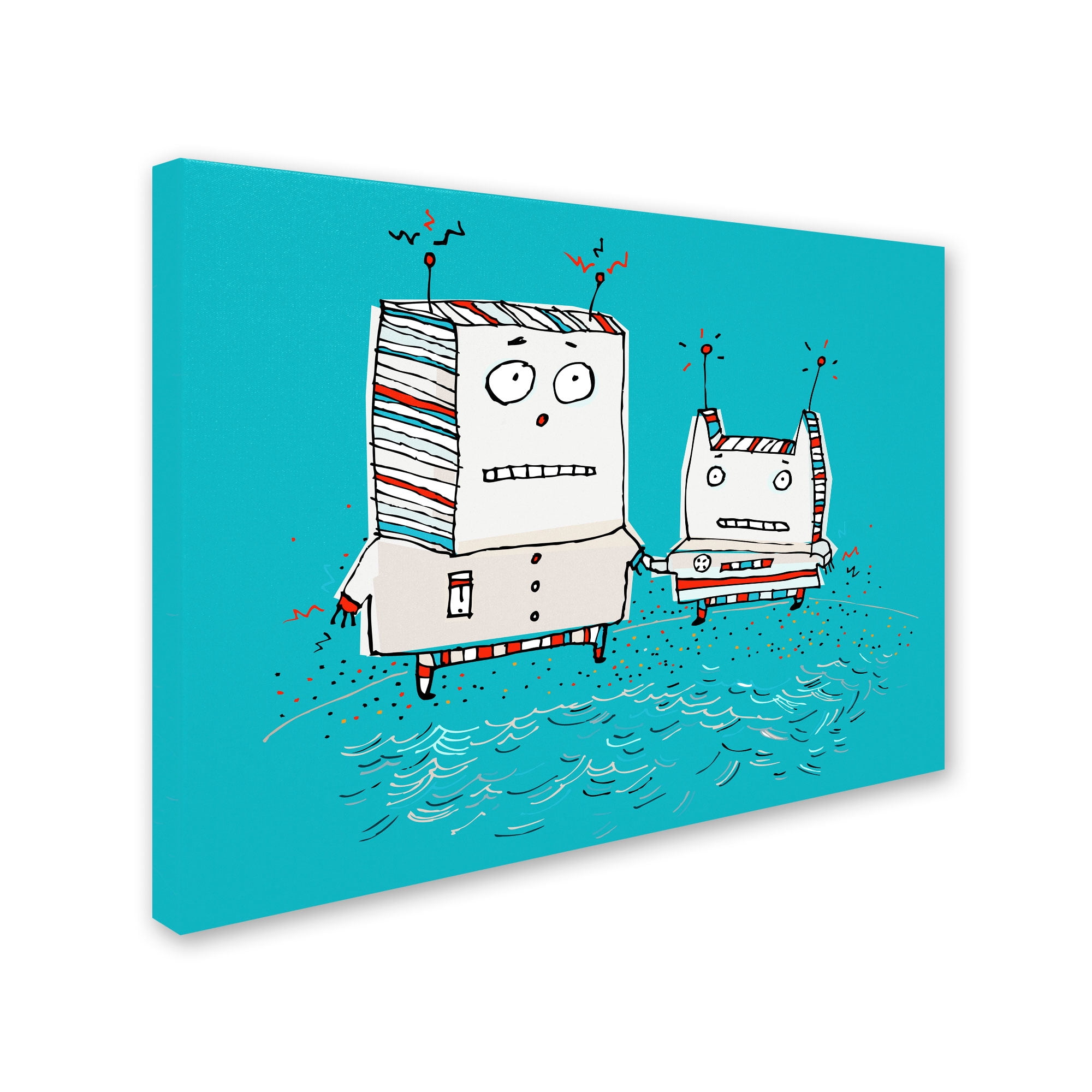 Trademark Fine Art "Robots on Beach" Canvas Art by Carla Martell
