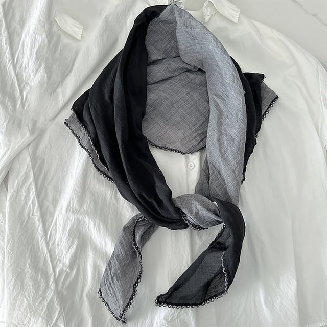 Bufandas para mujer, bufanda de lino y dos colores con forma, bufanda larga versátil para mujer, bufanda de seda con temperamento coreano, bufanda de tendencia para mujer.