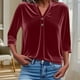 thumbnail image 2 of Blusa para mujer,Camiseta informal con solapa y botones para mujer, manga 3/4, lisa, mezcla de poliéster, cómoda para uso diario, sopatenor, 2 of 8