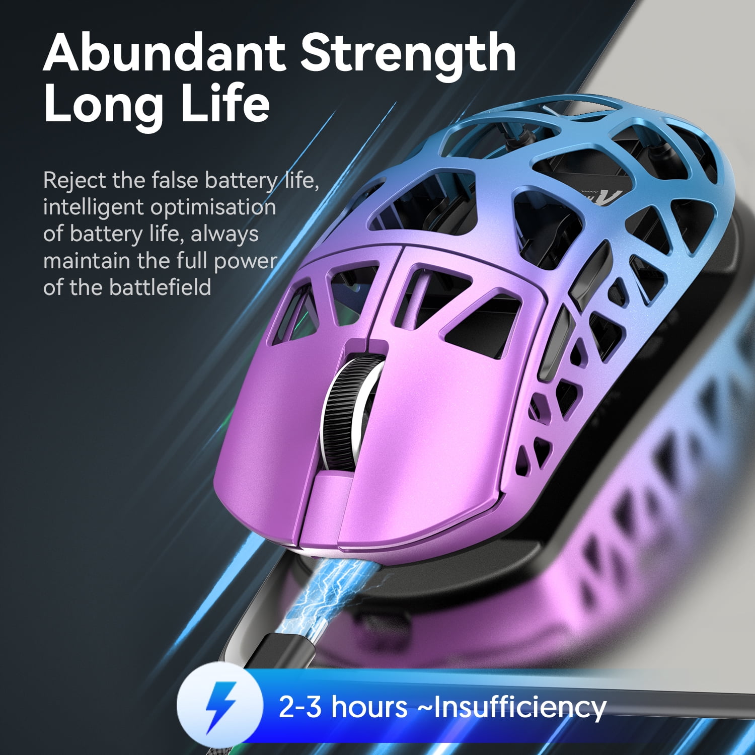 ATTACK SHARK R3 46g Superlight Magnesium Alloy Wireless Gaming Mouse, BT/2.4Ghz/Wired Computer Mouse, 8000Hz Wireless Polling Rate, PAW3395 26K DPI Sensor, Programmable Mice, PC/Laptop/Mac (Purple)