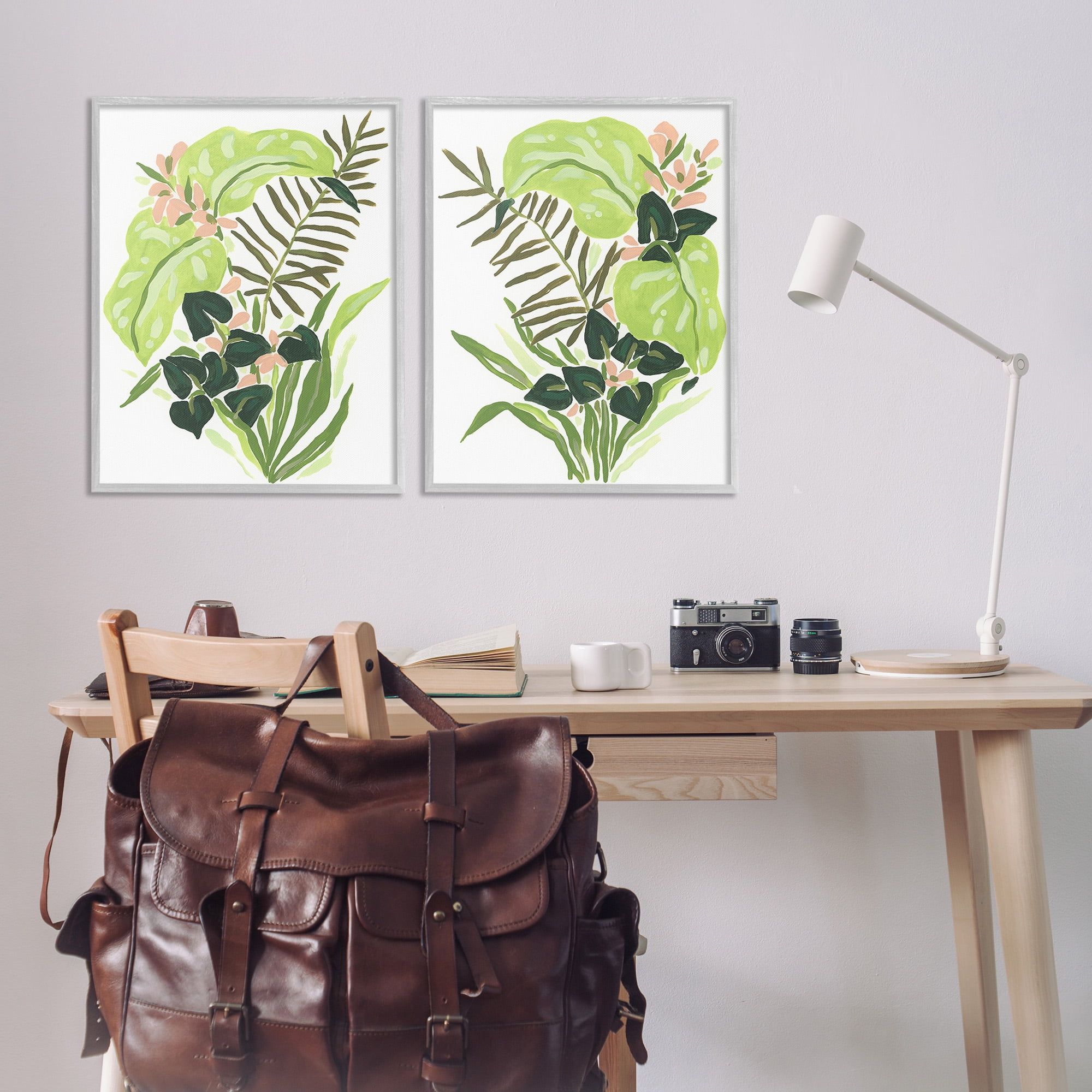 Stupell Industries Abstract Tropical Blooms Botanical & Floral Painting Gray Framed Art Print Wall Art, 24 x 30, Set of 2