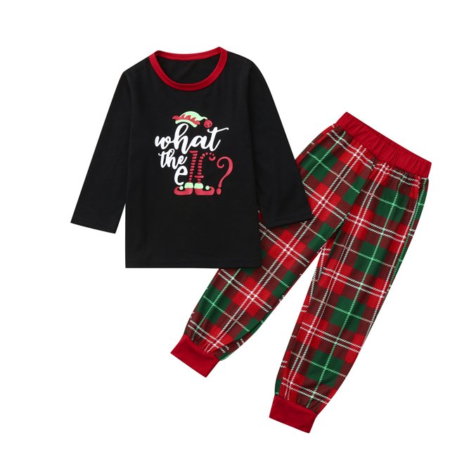 Pyjama Imprimé Dinosaure pour la Maison, Col Rond, Manches Longues, Ensemble de Pyjama Familial à Carreaux Rouges et Noirs