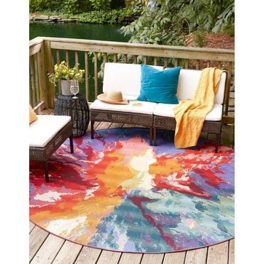 Outdoor Ucul Collection Area Rug Multi - 5'1" Round