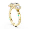 thumbnail image 3 of Zuwelria Certified Promise Rings | 1.47 Ct Beautiful Emerald Shape Moissanite Diamond Engagement Ring for Women |Three Stone Diamond Rings | 18K Yellow Gold Plated Silver Size 9, 3 of 8