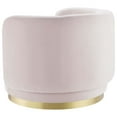 thumbnail image 5 of Armchair Swivel Accent Chair, Pink Gold, Velvet, Modern Contemporary, Living Lounge Cafe Room Hotel Lobby Hospitality, 5 of 7