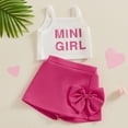 thumbnail image 2 of Bagilaanoe 2Pcs Toddler Baby Girls Summer Clothes Letters Print Sleeveless Cami Tops + Skirt Shorts 6M 12M 18M 24M 3T 4T Kids Casual Skirt Set, 2 of 7