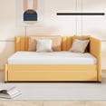 thumbnail image 2 of Full Size Upholstered Daybed with 1 Trundle,Wooden Frame Linen Fabric Sofa Bed, No Box Spring Needed, for Living room, Guest Room, Yellow, 2 of 7
