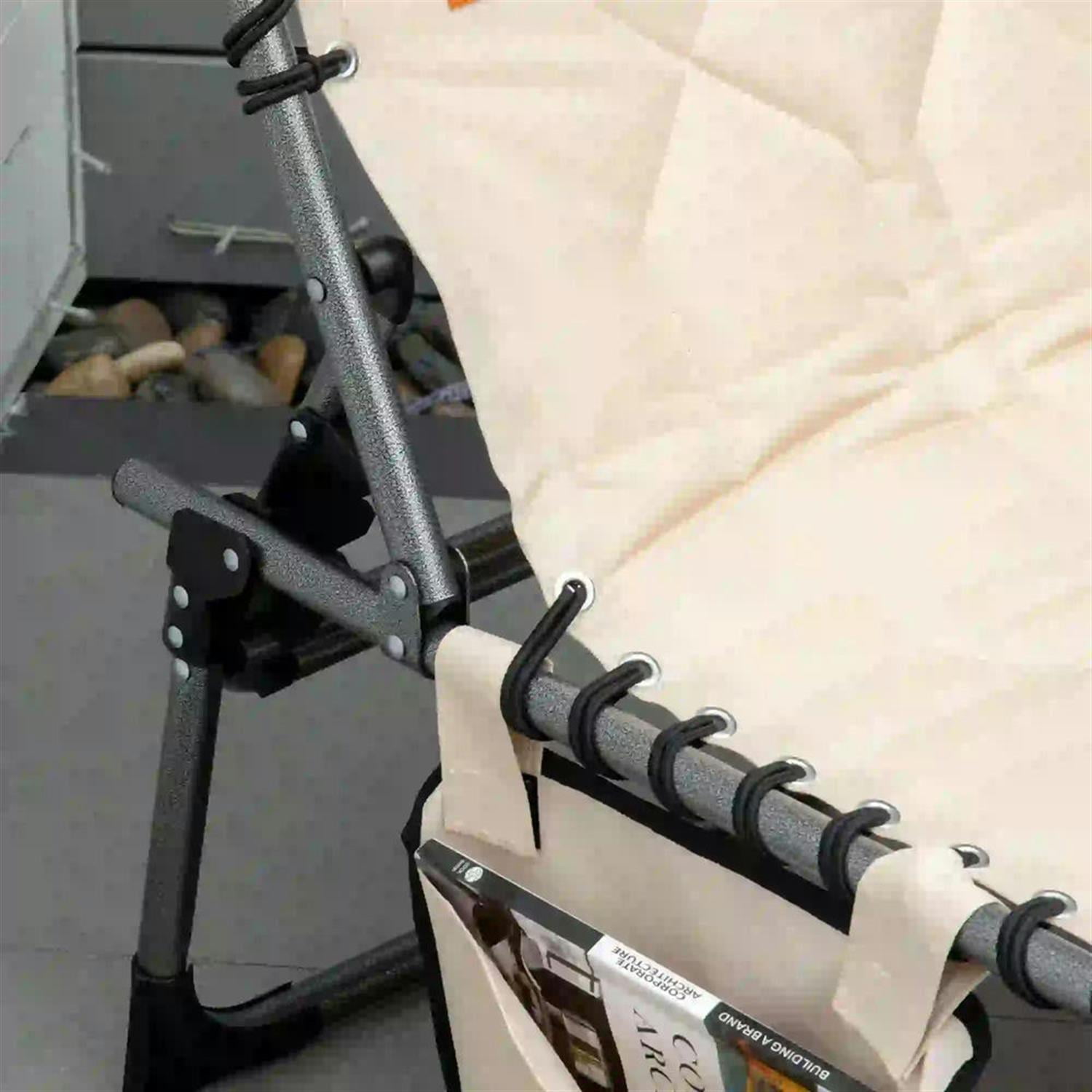 Demi Bonn Outdoor Padded Reclining Chaise Lounge, 6-Level Folding Beach Relaxation Chair with Headrest for Patio Pool Sunbathing, Beige