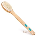 thumbnail image 1 of Cepillo de ducha exfoliante – Cepillo corporal para baño – Ideal para cepillado húmedo y seco para hombres, mujeres, niños y ancianos – Mango largo de madera para un fácil acceso para frotar la, 1 of 8