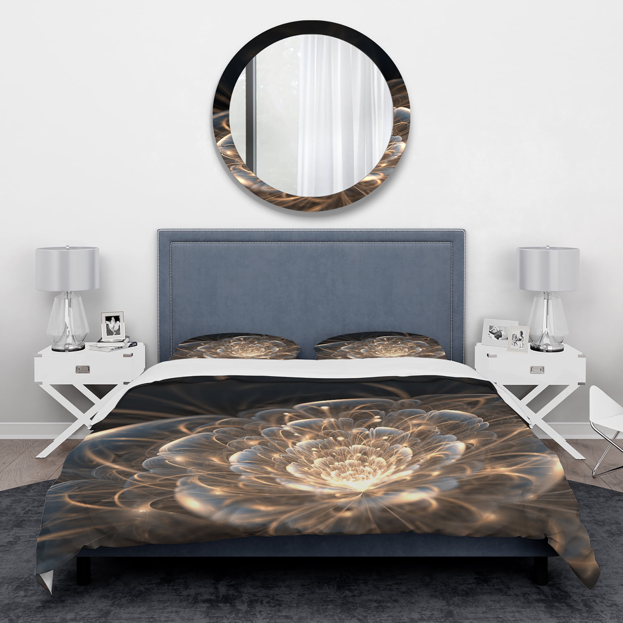 Designart 'Fractal Flower with Golden Rays' Traditional Duvet Cover Set