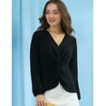 thumbnail image 4 of Doublju Womens V Neck Long Sleeve Z Twisted Ruffle Blouse Top With Plus Size, 4 of 4