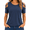 Dark Blue, variant on Dpjklzsn Women's Cutout Shoulder T-Shirt, Short Sleeve Crew Neck Cinched Waist Top