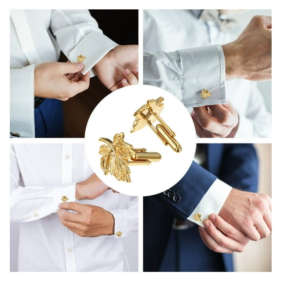 KALLORY 1 Pair Leaf Cufflinks Copper Alloy For Casual Events