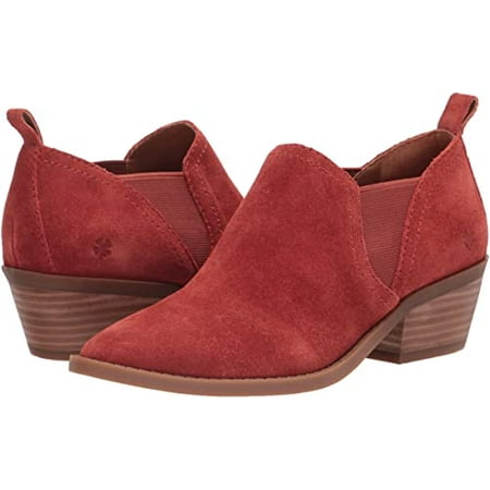 Lucky Brand Fallo Burnt Henna Chelsea Style Block Heel Slip On Casual Booties (7, BURNT HENNA)