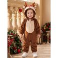 thumbnail image 3 of RUINIXCW Toddler Baby Girl Christmas Reindeer Costume Kid Infant Fall Winter Xmas Clothes Warm Fleece Snowsuit Jumpsuit Long Sleeve Hooded Zip Romper, 3 of 10