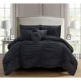 thumbnail image 3 of Elegant Comfort Solid Print Microfiber Woven Washable Comforter Sets, Full, Black, 10-Pieces, 3 of 4