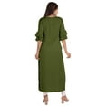 thumbnail image 4 of Moomaya Solid Rayon Kurta For Women bell Sleeve Drawstring Neck Long Ethnic Kurti, 4 of 6