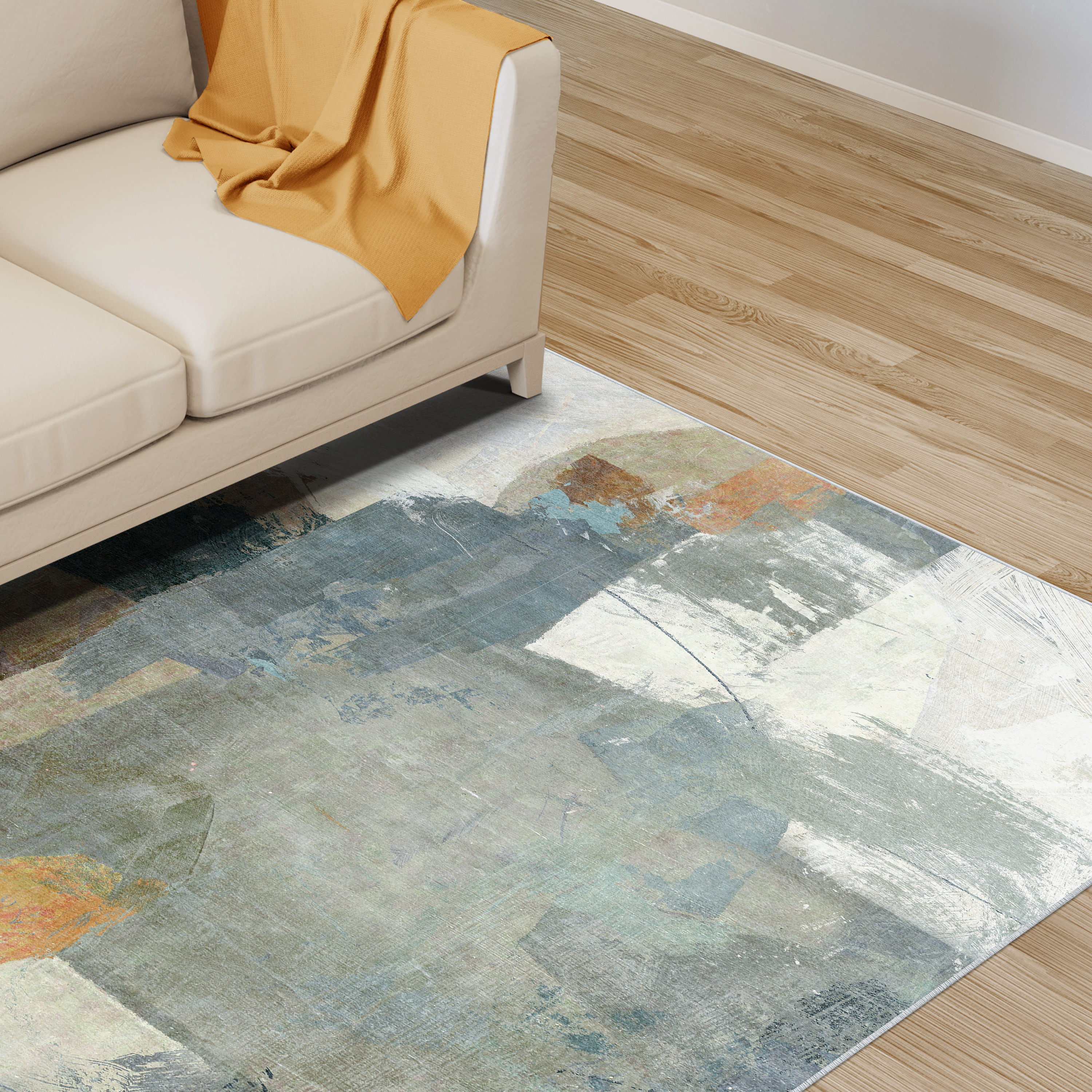 Interstellar Washable Abstract Art Area Rug size 5'x8'