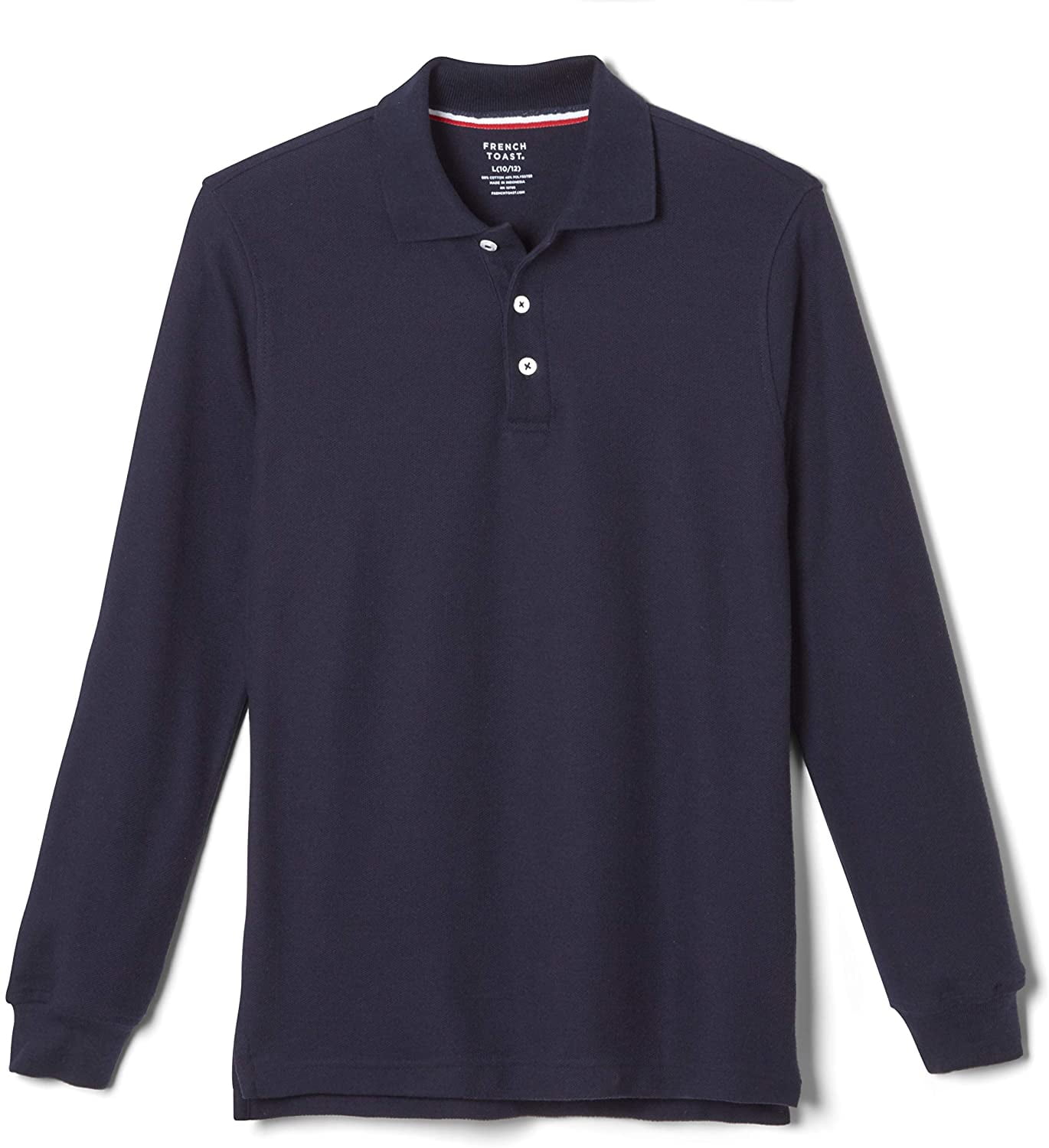 French Toast Boys' Long-Sleeve Pique Polo Shirt, Navy, Medium/10-12 ...