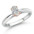 thumbnail image 2 of Gem Stone King 925 Sterling Silver and 10K Rose Gold Lab Grown Diamond Solitaire Engagement Ring for Women | 0.40 Cttw | Oval 6X4MM | Available in Size 5,6,7,8,9, 2 of 4