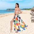 thumbnail image 6 of FORMRS Womens Long Sarong Beach Wrap Semi-Sheer Bikini Skirt Bathing Swimsuit Cover Up, Green Geometric, 6 of 7