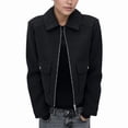 thumbnail image 2 of Women'S Jacket with Zipper Long Sleeve Turn Down Collar Casual Coat with Pockets for Autumn Winter Black S, 2 of 9