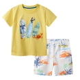 thumbnail image 5 of newwalpole Toddler Boy Clothes Kids Summer Cotton Outfits Shirt Short Sets Size 2-7 Light Yellow for Size 4-5 Years, 5 of 7