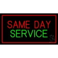 thumbnail image 1 of Same Day Service with Red Border LED Neon Sign 13 x 24 - inches, Clear Edge Cut Acrylic Backing, with Dimmer - Bright and Premium built indoor LED Neon Sign for Computer & Electronics store decor., 1 of 7