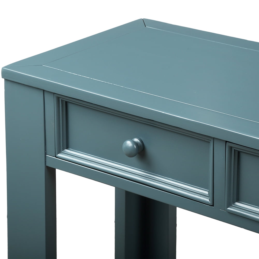 Kepooman Solid Wood Console Table with Storage Drawers & Bottom Shelf for Entryway Hallway, 64"L x 15"W x 30"H, Dark Blue Kepooman Solid Wood Console Table with Storage Drawers & Bottom Shelf for Entryway Hallway, 64"L x 15"W x 30"H, Dark Blue