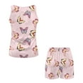 thumbnail image 5 of TSOVTHRID Pink Butterfly Print Pajama Set for Women Two-Piece Nightwear Sleeveless Sleepwear with Elastic Waist Short Pants Pjs Sets, Size 2XL, 5 of 7