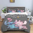 thumbnail image 3 of Disney Cartoon Cute Stitch Print Three Piece Bedding Set Cover Set With Pillowcase Children or Adults King Queen Full Twin Size, 3 of 5