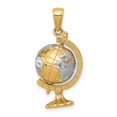 thumbnail image 3 of FJC Finejewelers 14k Yellow Gold with Rhodium 3D Moveable Globe Charm, 3 of 7