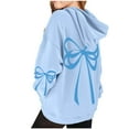 thumbnail image 4 of Girls Hoodie Blue 3-14 Years, Cute Bow Print Kids Pullover Sweatshirt, Soft Casual Hoodie with Pocket for Girls,Size 3-4 T, 4 of 7