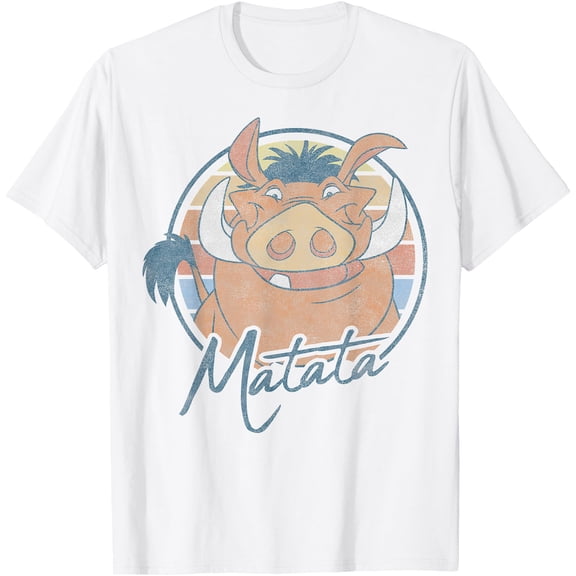 The Lion King Pumbaa Matata Text Portrait DTG Print Unisex T-Shirt