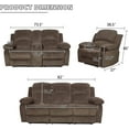 thumbnail image 4 of 3 Piece Manual Recliner Sofa Couch, Home Theater Seating with Cup Holders, Living Room Furniture Sofa Set for Home Office, 4 of 6