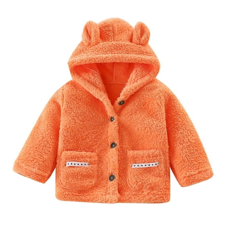 

ZMHEGW Kids Toddler Jacket Kids Children Baby Boys Girls Long Sleeve Fleece Hooded Thick Coat Outer Outwear Clothes Fall Outfits 12-18 Months