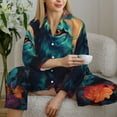 thumbnail image 6 of Fuzoiu Colorful Flower Goat Print Women's Long-Sleeved Pajama,Lounge Button Down Nightwear,Womens Notch Collar Pajama Set-X-Large, 6 of 7