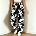 thumbnail image 2 of Levmjia Women's Cow Print Jeans High Waisted Wide Leg Pants Elastic Waistband Button Fly Pocket Casual Baggy Denim Trousers Vintage Y2K Loose Long Pants, 2 of 8