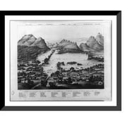 Historic Framed Print, Perspective panoramic view of the lakes of Killarney, 17-7/8" x 21-7/8"