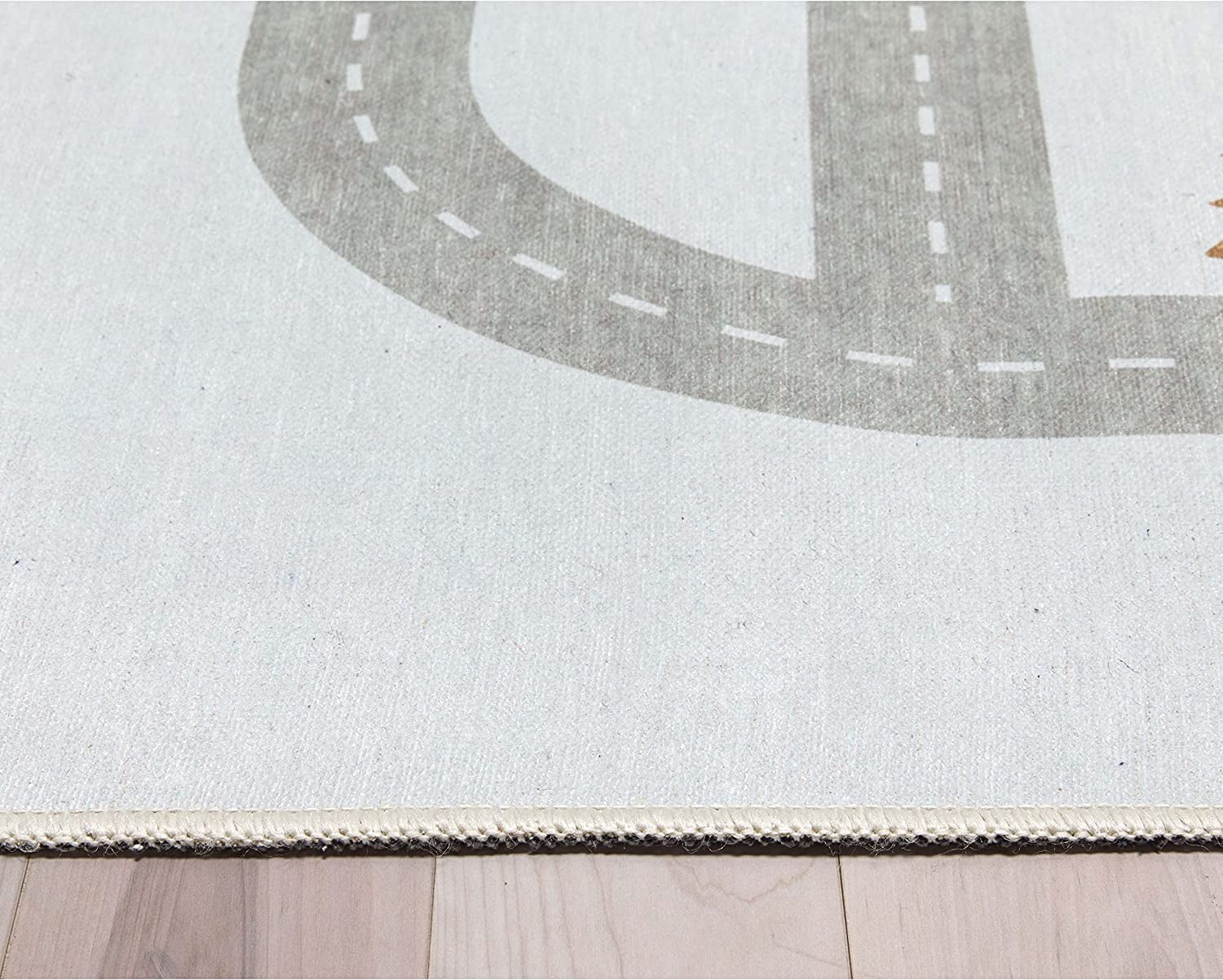 Well Woven Kids Rugs Playful Roads Modern Cartoon Grey Printed Distressed Machine Washable 5' x 7' Area Rug