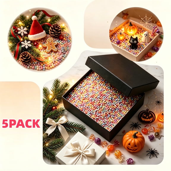 5Pcs Foam Gift Filler Balls ‑ Vibrant Multicolor Small Round Foam Beads, Lightweight Decorative Particles - Gift Box Packaging DIY Craft Project Party Filling Supplies