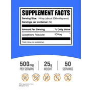 BulkSupplements Glutathione Powder - Reduced Form, 500mg per Serving - 25 Grams (0.9 oz) - 50 Servings