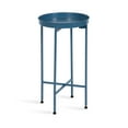 thumbnail image 1 of Kate and Laurel Celia Round Metal Foldable Accent Table, 15 x 26, Blue, Transitional Small Side Table with a Removable Magnetic Tray Tabletop and Space-Saving Folding Base, 1 of 1